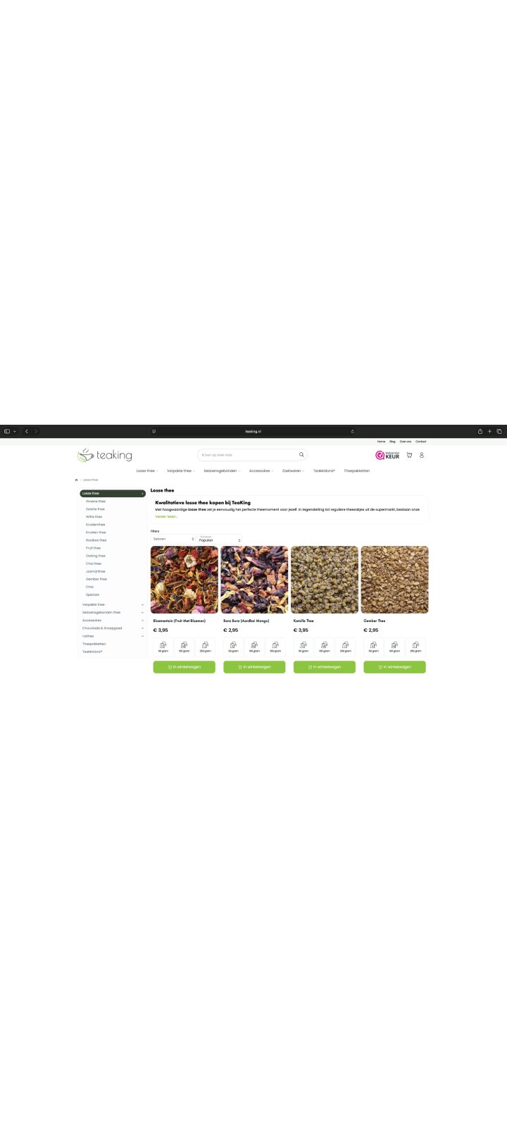 Ontdek de gloednieuwe website van TeaKing (Tijdelijk 20% korting met kortingscode))
