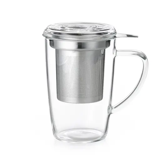 Cha Cult® Glazen Theebeker "Britta" met RVS Filter & Deksel – 0,35L