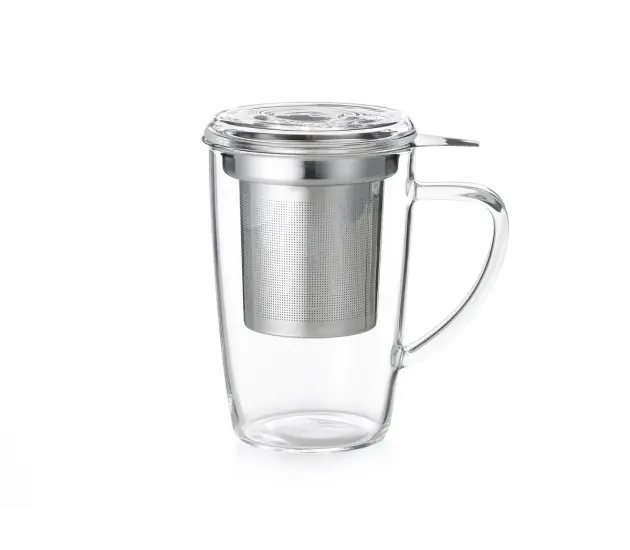 Cha Cult® Glazen Theebeker "Britta" met RVS Filter & Deksel – 0,35L