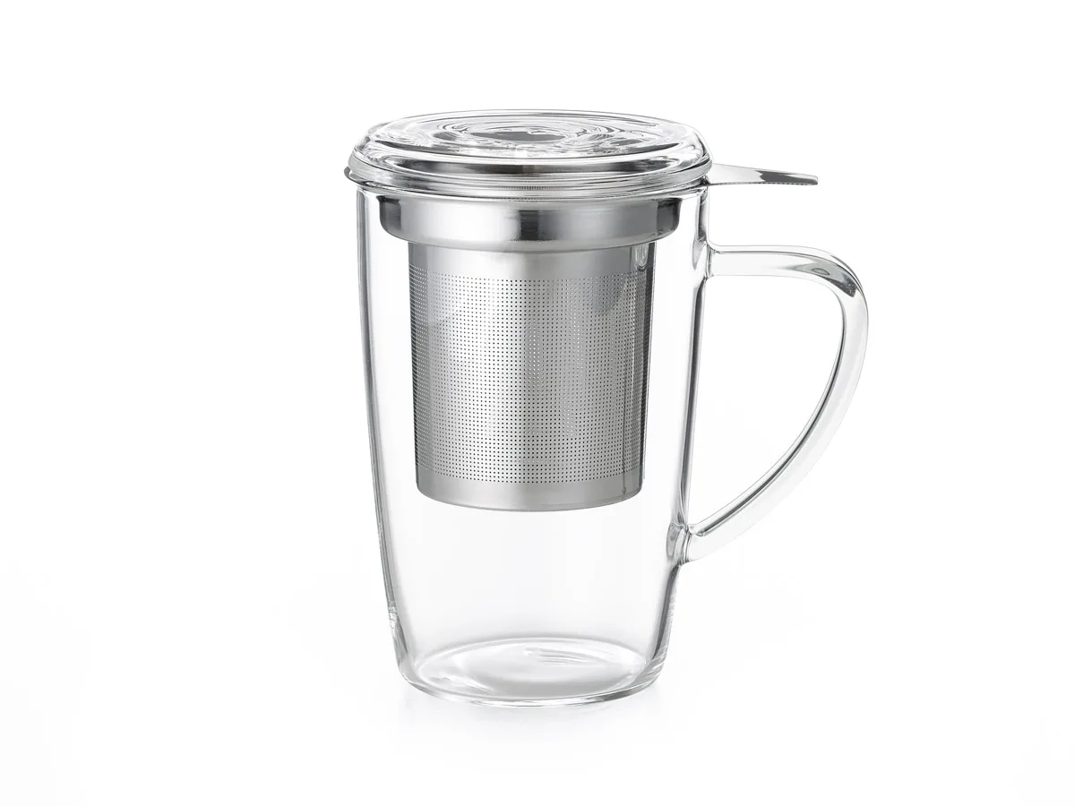 Cha Cult® Glazen Theebeker "Britta" met RVS Filter & Deksel - 0,35L