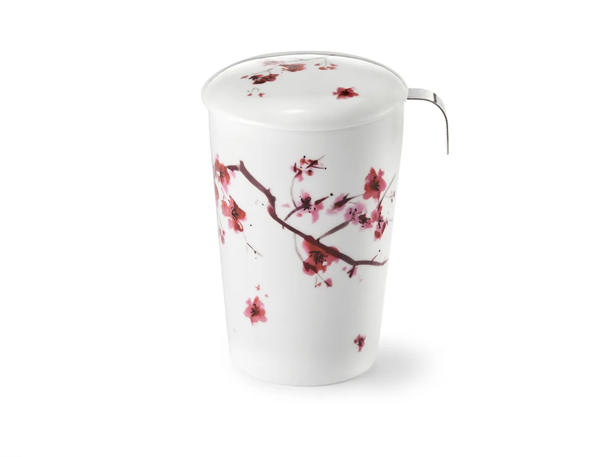 Dubbelwandige Theebeker "Cherry Blossom" met Filter - 0,35L