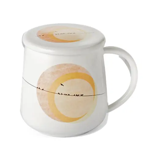 Keramische Theemok "Pure Birds Oranje" met Filter – 0,35L