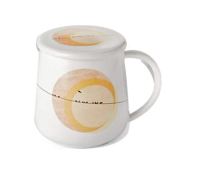 Keramische Theemok "Pure Birds Oranje" met Filter – 0,35L